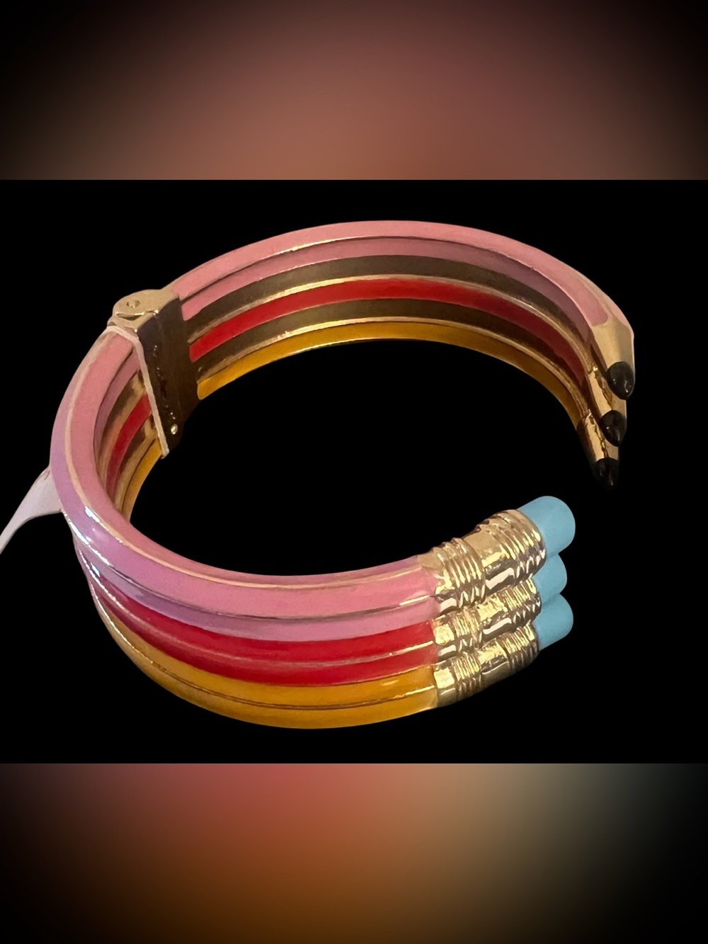Betsey Johnson Pink, Red, Yellow & Blue Enamel Multi-Row Bangle